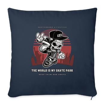 The World is my Skate park Skater Skull Gift - Sofa pillowcase 17,3'' x 17,3'' (45 x 45 cm) - navy - Front