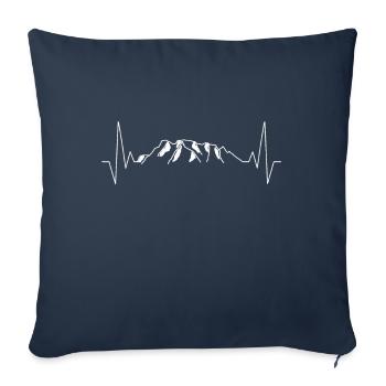 Montagne de Zugspitze battement de cœur pouls ECG - Housse de coussin décorative 45 x 45 cm - bleu marine - Devant