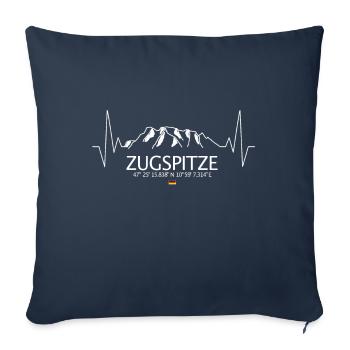 Montagne de Zugspitze battement de cœur pouls ECG - Housse de coussin décorative 45 x 45 cm - bleu marine - Devant