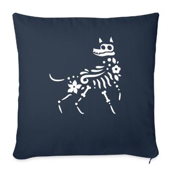 Drôle de squelette de chien avec des fleurs - Housse de coussin décorative 45 x 45 cm - bleu marine - Devant