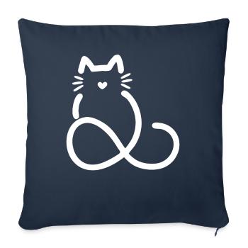 infinite love heart shape cat - Sofa pillowcase 17,3'' x 17,3'' (45 x 45 cm) - navy - Front