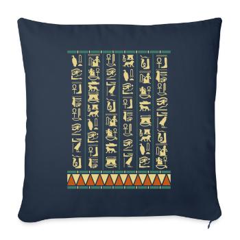 Hiéroglyphes Pyramides Egypte ancienne - Housse de coussin décorative 45 x 45 cm - bleu marine - Devant