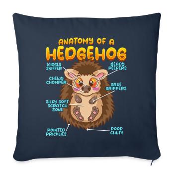 Anatomy of a Fun Hedgehog - Sofa pillowcase 17,3'' x 17,3'' (45 x 45 cm) - navy - Front