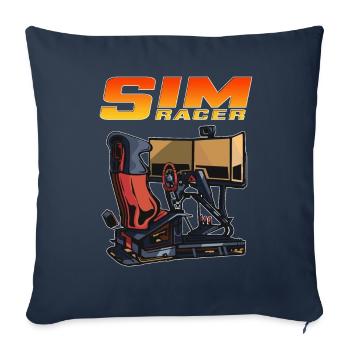 Sim Racer Fahrsimulator Fahrer Gamer - Sofakissenbezug 45 x 45 cm - Navy - Vorne