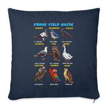 Vogelführer Drohnen Enten Papageien Eulen - Sofakissenbezug 45 x 45 cm - Navy - Vorne