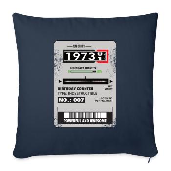 Compteur triphasé anniversaire 1973 Cadeau - Housse de coussin décorative 45 x 45 cm - bleu marine - Devant