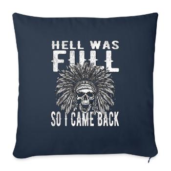 Skull - Hell was full, so I'm back - Sofa pillowcase 17,3'' x 17,3'' (45 x 45 cm) - navy - Front