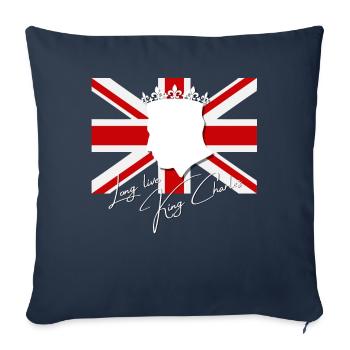 Couronnement du roi britannique Charles Angleterre Drapeau - Housse de coussin décorative 45 x 45 cm - bleu marine - Devant