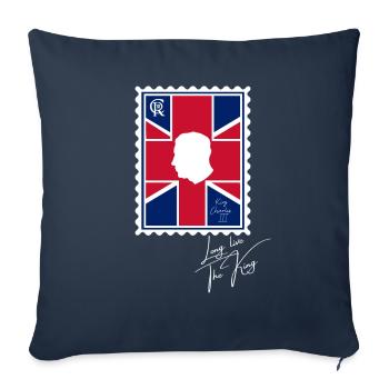 Couronnement du roi britannique Charles Angleterre Drapeau - Housse de coussin décorative 45 x 45 cm - bleu marine - Devant