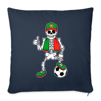 Skeleton football fan Portugal - Housse de coussin décorative 45 x 45 cm - bleu marine - Devant