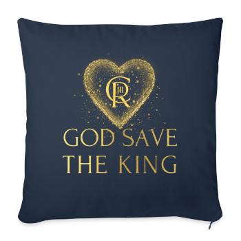 Couronnement du roi britannique Charles Angleterre Drapeau - Housse de coussin décorative 45 x 45 cm - bleu marine - Devant
