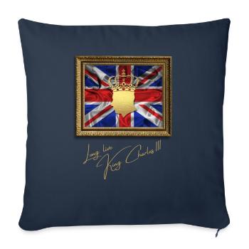 Couronnement du roi britannique Charles Angleterre Drapeau - Housse de coussin décorative 45 x 45 cm - bleu marine - Devant