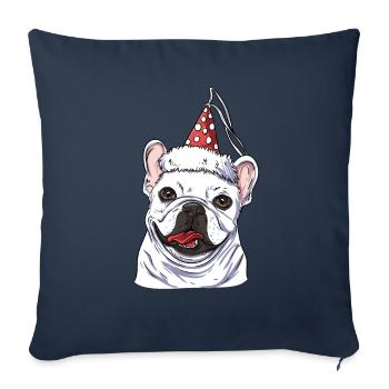 Français Bulldog - Housse de coussin décorative 45 x 45 cm - bleu marine - Devant