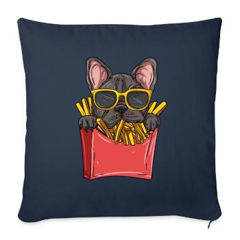Français Bulldog - Housse de coussin décorative 45 x 45 cm - bleu marine - Devant