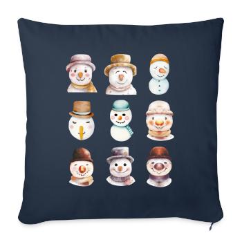 Snowman Faces - Sofa pillowcase 17,3'' x 17,3'' (45 x 45 cm) - navy - Front