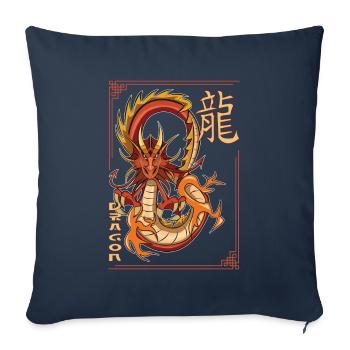 dragon Drago wyvern dragon Japon cadeau - Housse de coussin décorative 45 x 45 cm - bleu marine - Devant