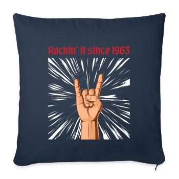Rockin it depuis 1963 Heavy Metal Birthday Greetings - Housse de coussin décorative 45 x 45 cm - bleu marine - Devant