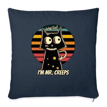 creepy cat in retro style - Sofa pillowcase 17,3'' x 17,3'' (45 x 45 cm) - navy - Front