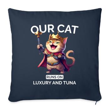 Chat Maman Papa Dessin Animé Chat Rire - Housse de coussin décorative 45 x 45 cm - bleu marine - Devant