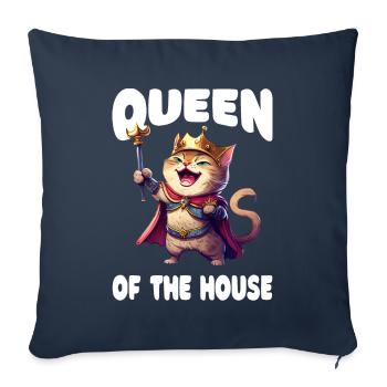 Maman chatte fière - Housse de coussin décorative 45 x 45 cm - bleu marine - Devant