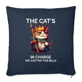 Maman chatte fière - Housse de coussin décorative 45 x 45 cm - bleu marine - Devant