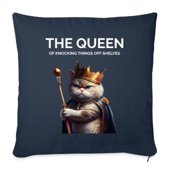 The Queen Nocking Things Royal Cat - Sofa pillowcase 17,3'' x 17,3'' (45 x 45 cm) - navy - Front