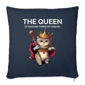 The Queen Nocking Things Royal Kawaii Kitten Cat - Sofa pillowcase 17,3'' x 17,3'' (45 x 45 cm) - navy - Front