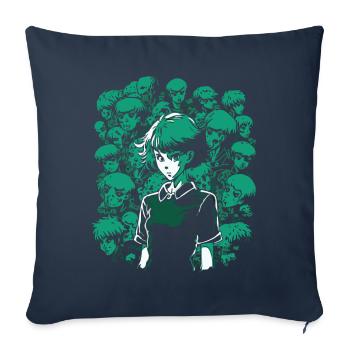 Skull, Bones and Cartoon Girl - Sofa pillowcase 17,3'' x 17,3'' (45 x 45 cm) - navy - Front