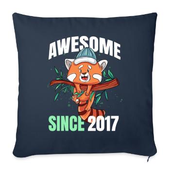Génial depuis 2017 - 6ème anniversaire de panda roux - Housse de coussin décorative 45 x 45 cm - bleu marine - Devant