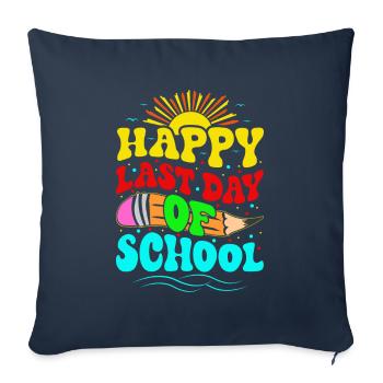 Joyeux dernier jour d’école 2024 remise des diplômes - Housse de coussin décorative 45 x 45 cm - bleu marine - Devant