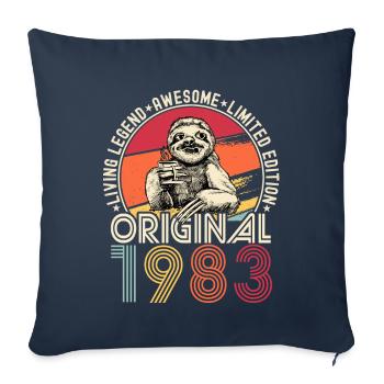 1983 Birthday vintage vintage sloth gift - Sofa pillowcase 17,3'' x 17,3'' (45 x 45 cm) - navy - Front