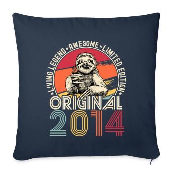 2014 Birthday vintage vintage sloth gift - Sofa pillowcase 17,3'' x 17,3'' (45 x 45 cm) - navy - Front
