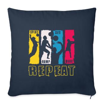 Spike Bump Set Dive Repeat Volleyball Design cadeau - Housse de coussin décorative 45 x 45 cm - bleu marine - Devant