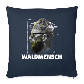 Waldmensch Spruch mit Wald, Natur und Berge Motive - Sofakissenbezug 45 x 45 cm - Navy - Vorne