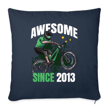 Génial depuis 2013 - 10ème anniversaire de vélo de montagne - Housse de coussin décorative 45 x 45 cm - bleu marine - Devant