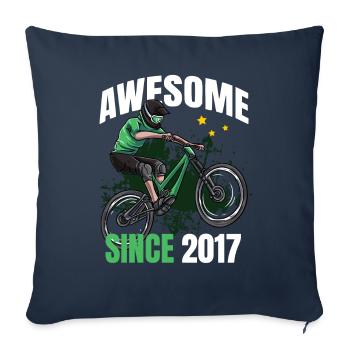 Génial depuis 2017 - 6ème anniversaire de vélo de montagne - Housse de coussin décorative 45 x 45 cm - bleu marine - Devant