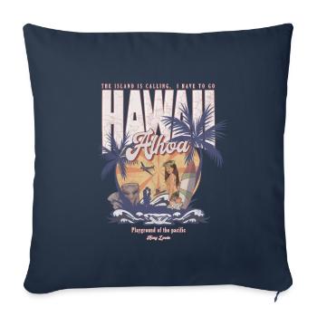 Hawaii Aloha Retro Holiday Island Gift États-Unis - Housse de coussin décorative 45 x 45 cm - bleu marine - Devant