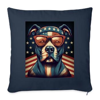 Patriote Pitbull Drapeau américain Pitbull Patriotique - Housse de coussin décorative 45 x 45 cm - bleu marine - Devant