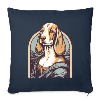 Lisa painting parody with a beagle dog - Sofa pillowcase 17,3'' x 17,3'' (45 x 45 cm) - navy - Front