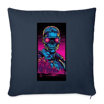 Vice Vaporwave : Cyborg - Housse de coussin décorative 45 x 45 cm - bleu marine - Devant