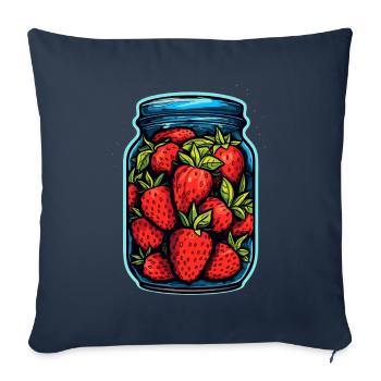 Glass jar with strawberries - Sofa pillowcase 17,3'' x 17,3'' (45 x 45 cm) - navy - Front
