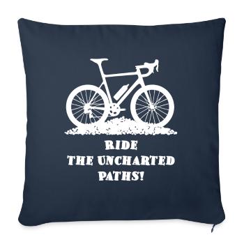 Chemins inconnus – Gravel Bike - Housse de coussin décorative 45 x 45 cm - bleu marine - Devant