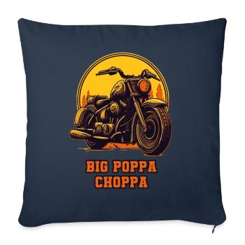 Big Papa Chopper Dad – Moto - Housse de coussin décorative 45 x 45 cm - bleu marine - Devant
