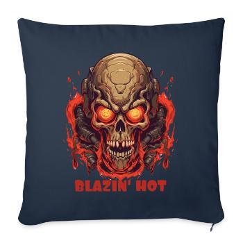 Flaming Hot Fire Skull Skull - Sofa pillowcase 17,3'' x 17,3'' (45 x 45 cm) - navy - Front