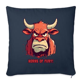 Horns of Wrath: Farm Bull Cow - Sofa pillowcase 17,3'' x 17,3'' (45 x 45 cm) - navy - Front