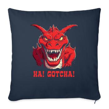 Haha, erwischt! Wütender lustiger Drache - Sofakissenbezug 45 x 45 cm - Navy - Vorne