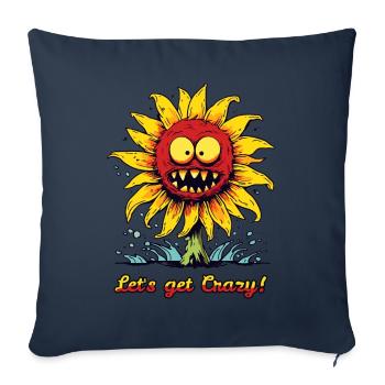 Dessin animé fou de tournesol - Housse de coussin décorative 45 x 45 cm - bleu marine - Devant