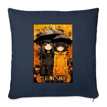Friendship under the umbrella anime girl - Sofa pillowcase 17,3'' x 17,3'' (45 x 45 cm) - navy - Front