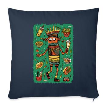 Hiéroglyphes amusants : restauration rapide - Housse de coussin décorative 45 x 45 cm - bleu marine - Devant