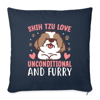 Shih Tzu Love unconditional and furry - Sofa pillowcase 17,3'' x 17,3'' (45 x 45 cm) - navy - Front
